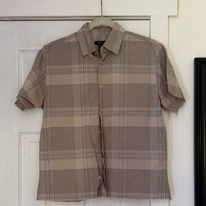 Van Heusen Beige Plaid Short Sleeve Shirt